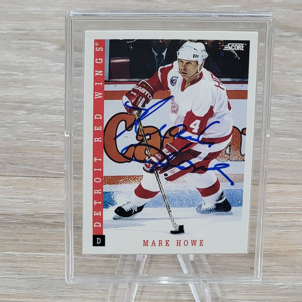 Mark Howe Autographed 1992 93 SCORE Hockey Card Detroit Red Wings Autographed